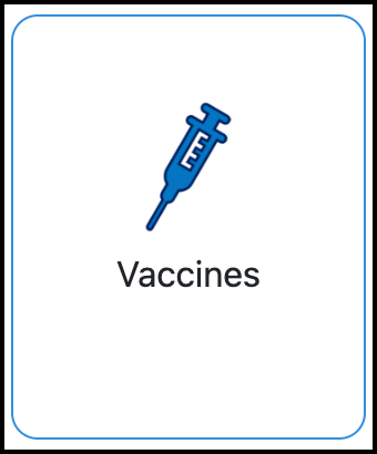 Screenshot of the Vaccines button in the TrackMy portal