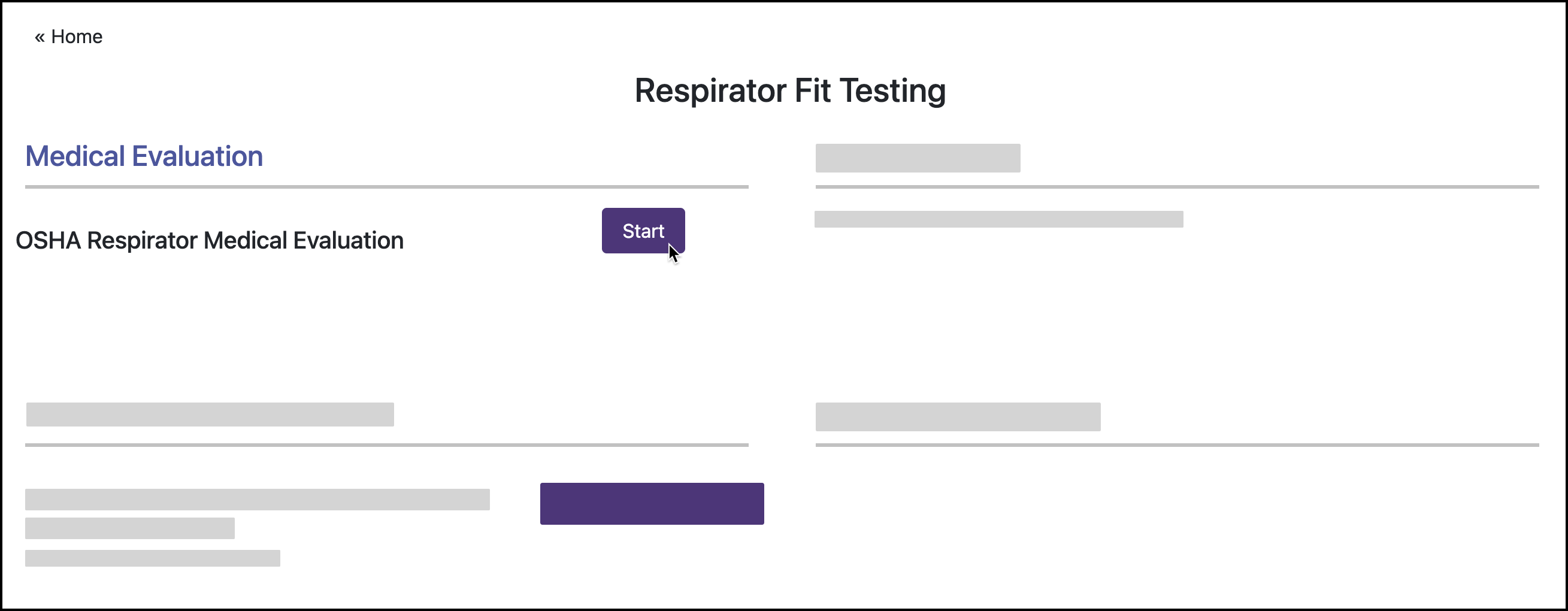 Screenshot showing the location of the OSHA Respirator Medical Evaluation. 
