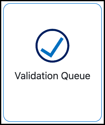 Screenshot of Validation Queue tile in TrackMy portal