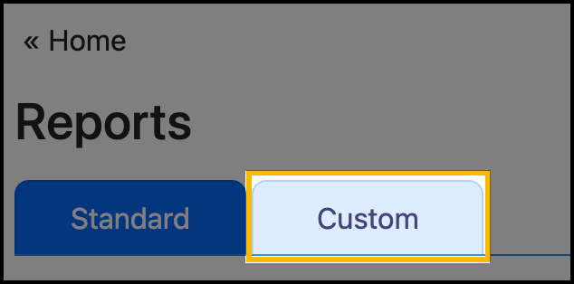 Screenshot of the Custom Reports tab in the Report dashboard.