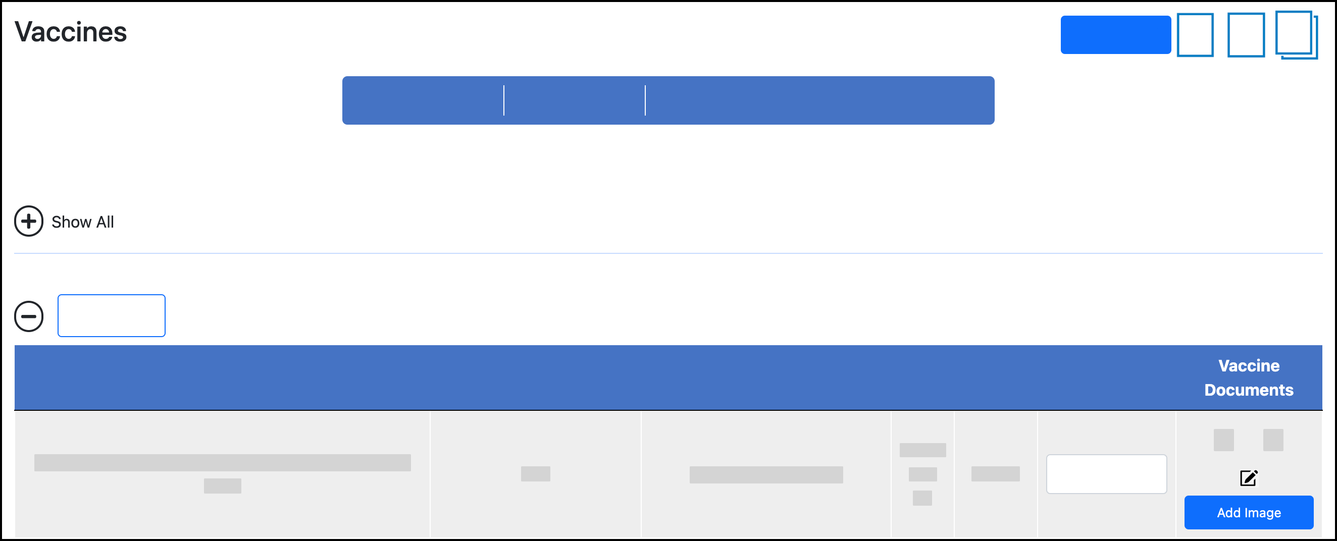 Screenshot highlighting the location of the Edit icon for a vaccine dose in the Vaccines dashboard.