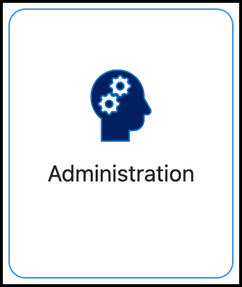 Screenshot showing the location of the Administration Tile in the TrackMy admin portal.