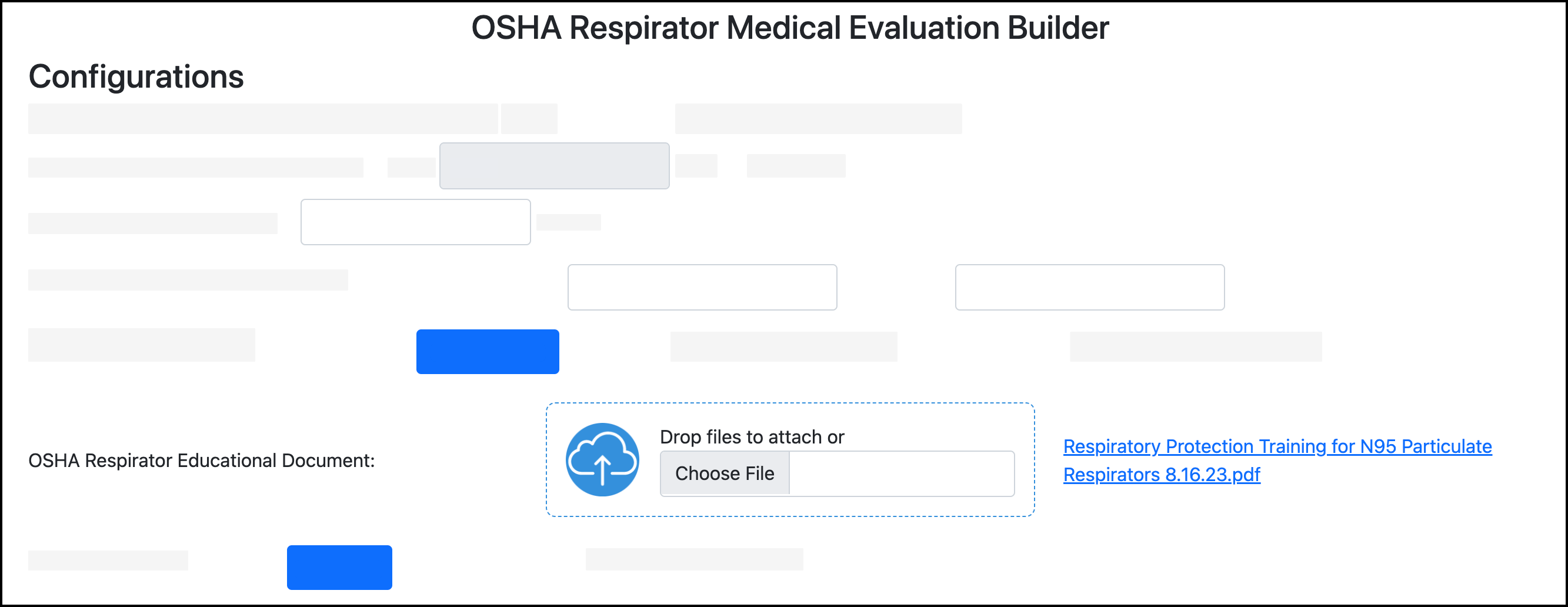 Screenshot showing the location of the configuration for the educational document.