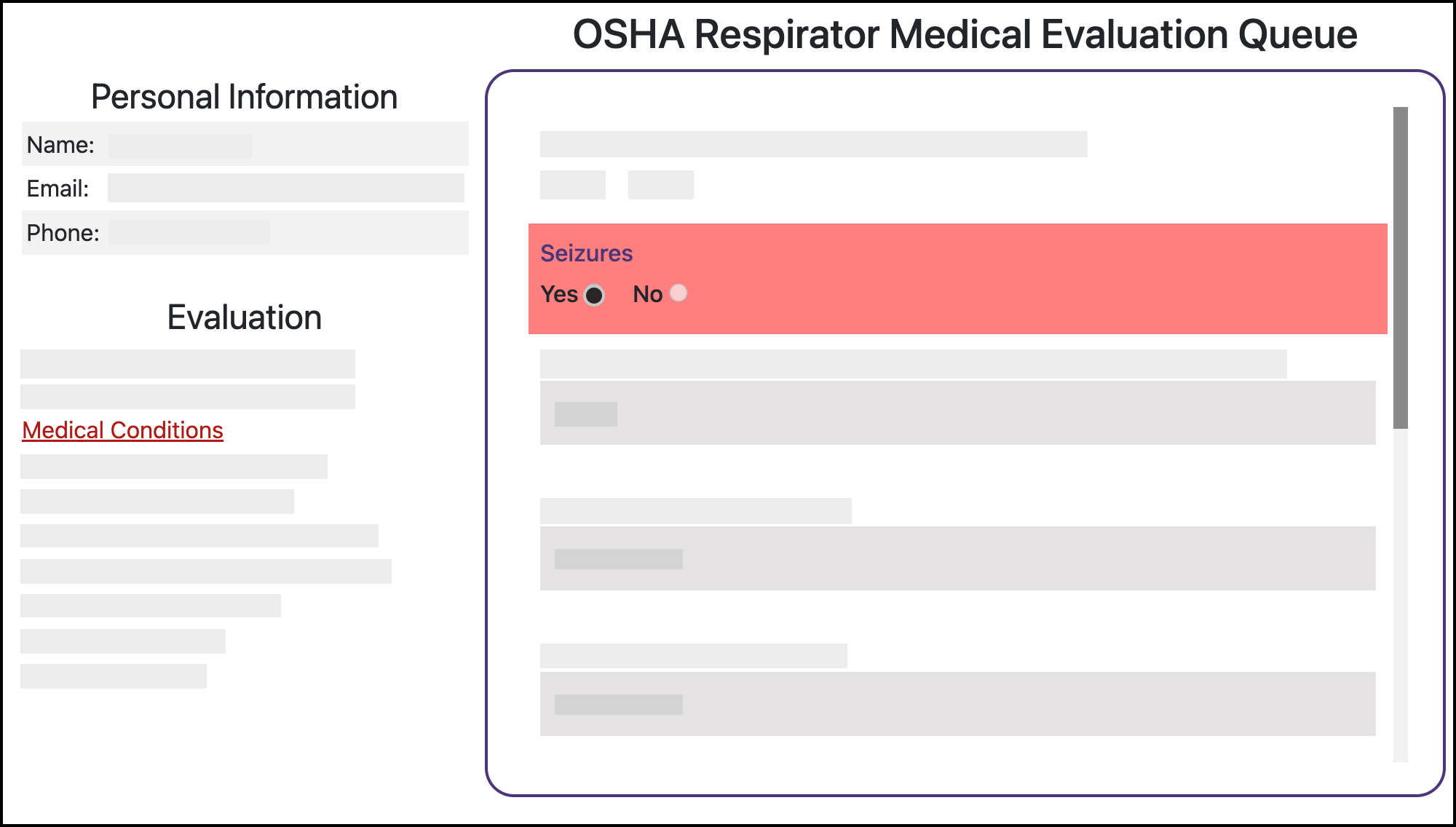 Screenshot showing how a flagged response shows when a red heading is clicked.