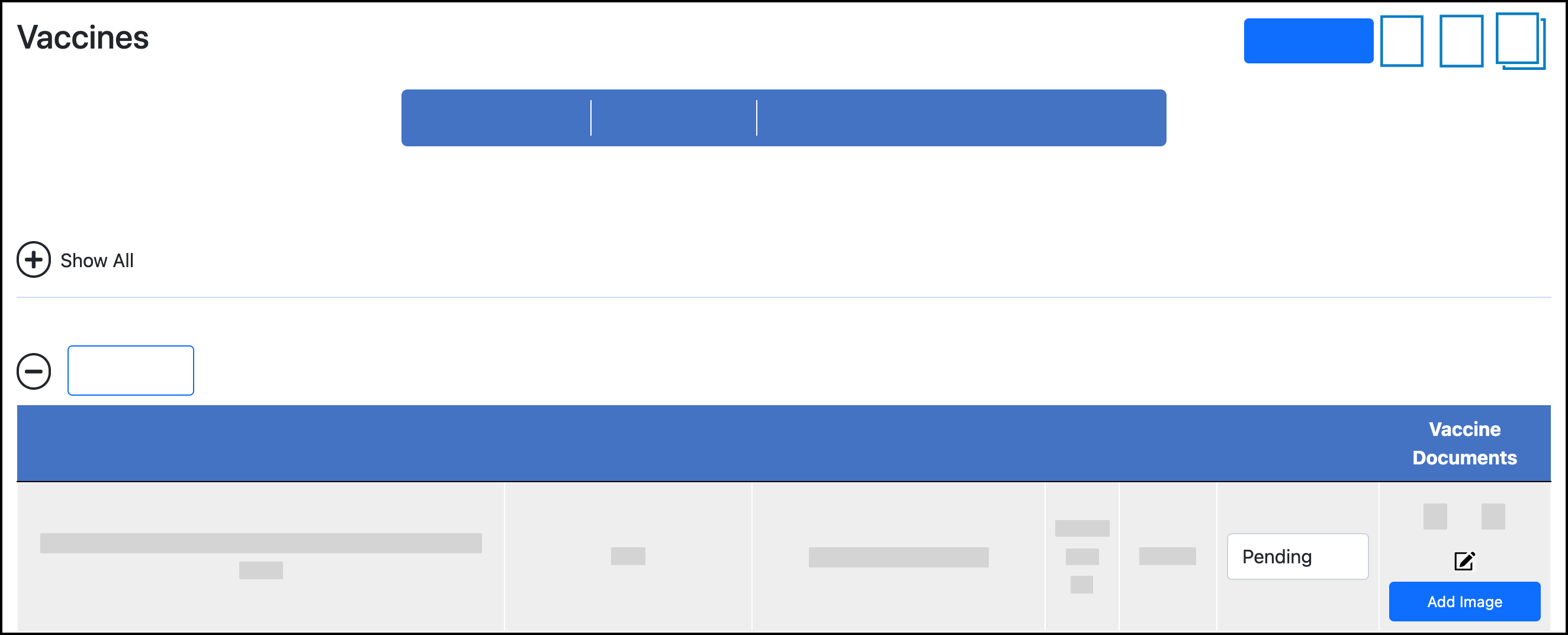 Screenshot showing the location of the Edit icon for a pending vaccine dose.