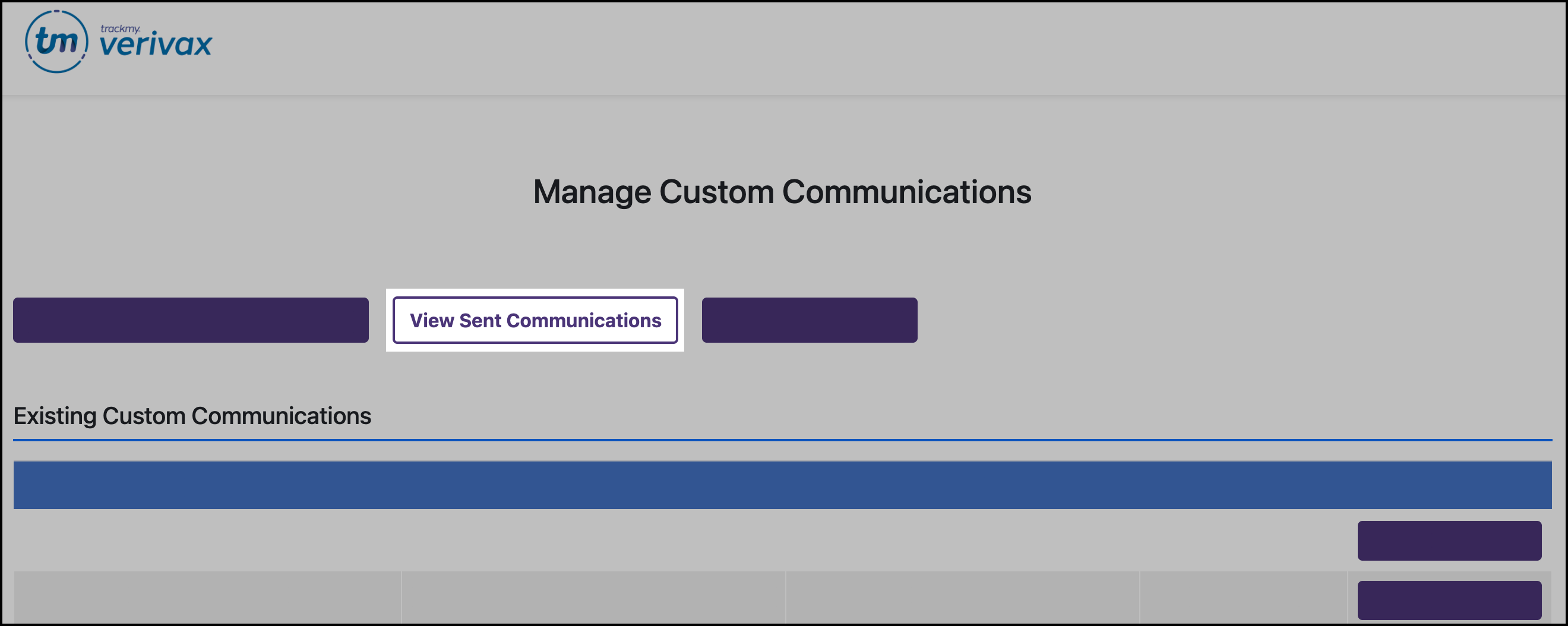 View All Sent Communications button in the Custom Communications dashboard.